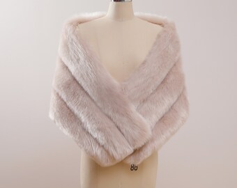 light pink fur shawl