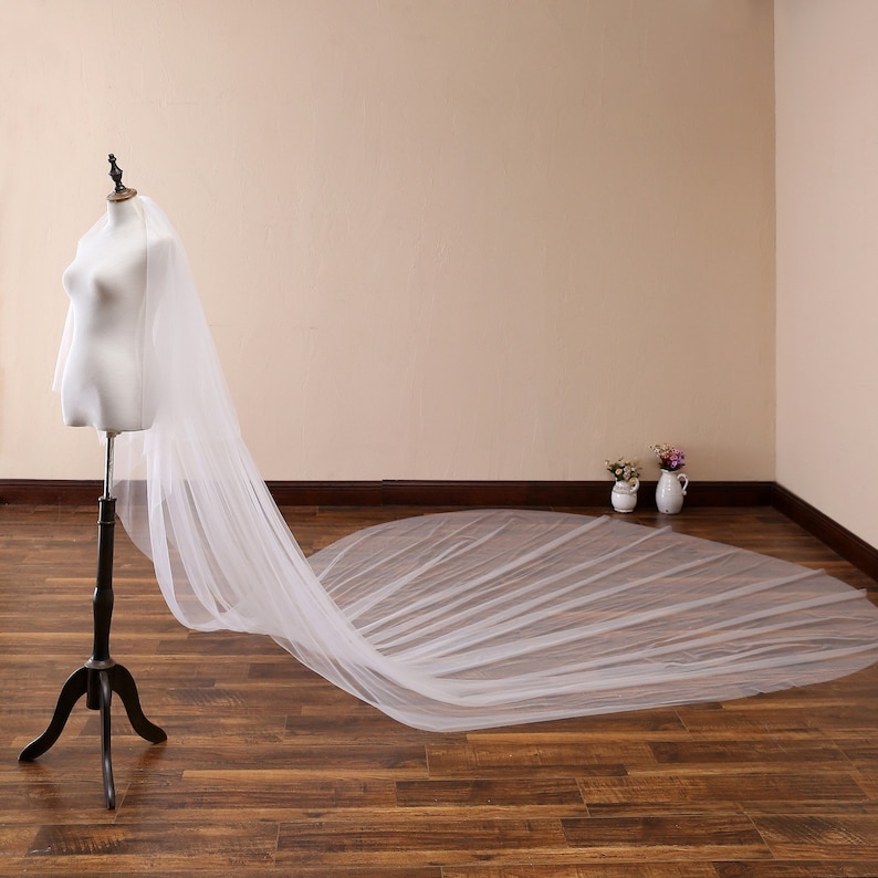 13 ft 2 tier Super Long Veil with comb Simple Soft Tulle Wedding Veil,Plain Edge Bridal Veil,Cathedral Veil,Chapel Bridal Veil,Classic Veil