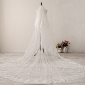 Two Layer Lace Wedding Veil Bridal Veil Ivory Wedding Veil White Wedding Veil Lace Bridal Veil Cathedral Bridal Veil Chapel Bridal Veil