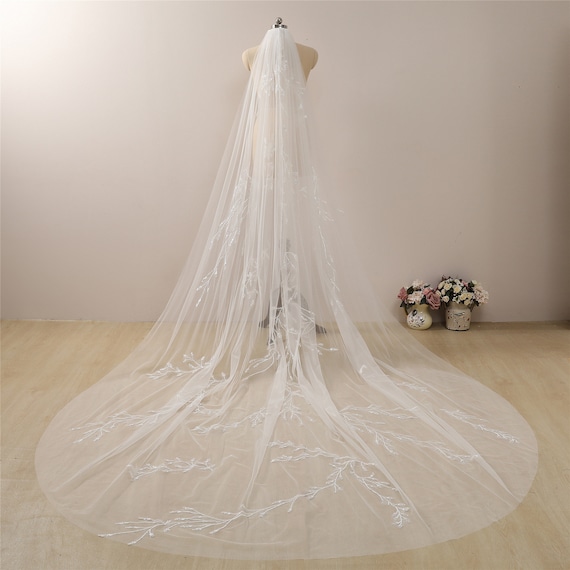 Romantic Silver Sequined Veil Casual Wedding Veil Shimmer Bridal Veil Boho Floor Wedding Veil Sparkly Veil Cathedral Length Veil Ivory Veil Etsy UK