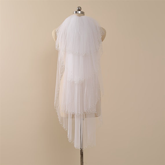Vintage Rhinestone Wedding Veil: Beaded Sequin Tulle, Two  display picture 2