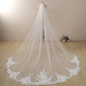 MarryBridalUS Veil,New arrival,Cathedral veil,wedding veil,flower lace veil,long veil,veil with sequins,Royal Cathedral veil,Chapel veil