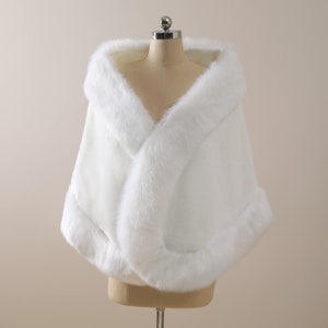 White Faux Fur Bridal Stole Ivory Wedding Shawls and Wraps White Bridesmaid Shawl Wrap Ivory Faux Fur Bolero Faux Fur Shrug Plus Size Shawl