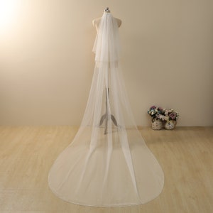 Simple Soft Tulle Wedding Veil,Plain Edge Bridal Veil with ribbon ,Cathedral Veil,Chapel Bridal Veil,Classic Veil,Veil long with comb,soft