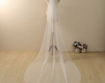 Simple Soft Tulle Wedding Veil,Plain Edge Bridal Veil with ribbon ,Cathedral Veil,Chapel Bridal Veil,Classic Veil,Veil long with comb,soft