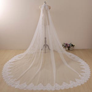 mantilla veil,Lace Wedding Veil,Bridal Veil long,Lace mantilla veil,Veil with comb,soft floral veil celestial,veil for wedding,handmade veil