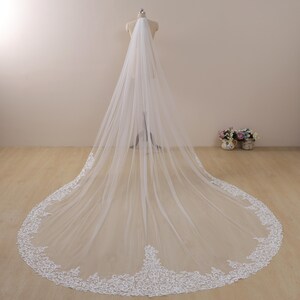 MarryBridal Veil,Cathedral wedding veil,Wedding veil,bridal veil,long veil for wedding,scalloped lace veil,lace wedding veil,custom length