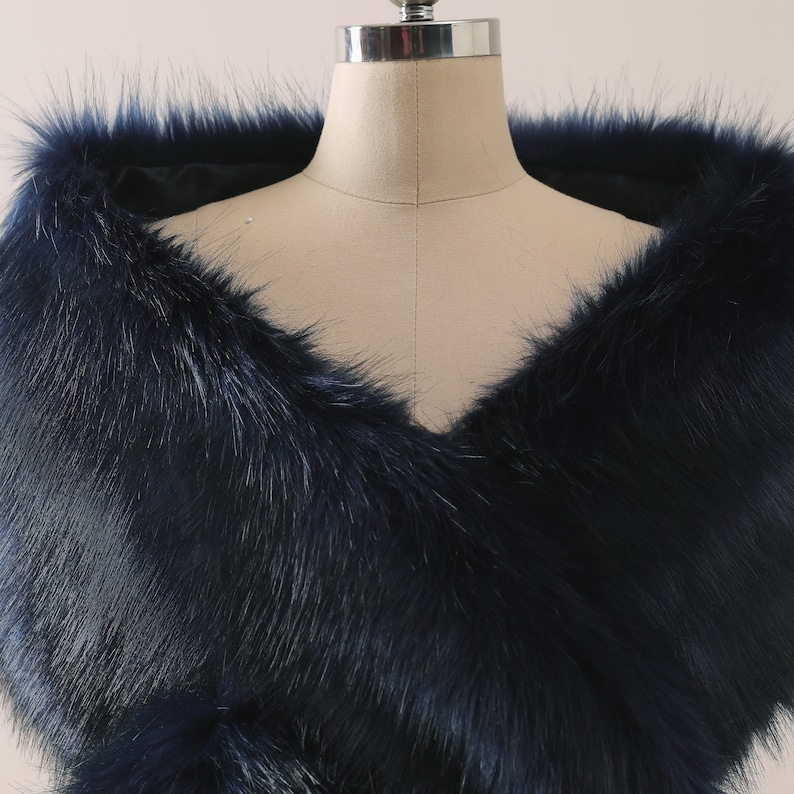 Faux Fur Shawl Plus Faux Fur Stole Navy Blue Fur Cape Bridal Etsy