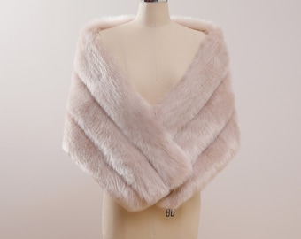 blush pink faux fur shawl