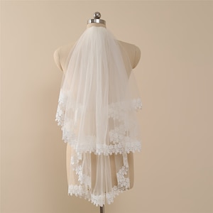 Floral Veil,Wedding Veil,Blusher veil,Bridal Veil,Wedding Veils with Comb Veil,simple veil,Short Veil,Two Tiered veil,ivory/white,veil short
