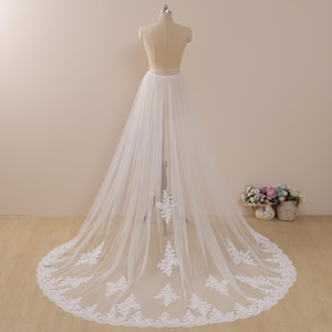 Detachable Wedding Dress Over skirt,floral lace bridal dress train,Detachable Train for Wedding,Floral Lace Skirt,Attached Train,Overskirt