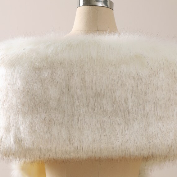 MarryBridalUS Beige Wedding Wrap Shawl Faux Fur Bolero Ivory Faux Fur Shrug Beige Bridal Fur Wrap Winter Wedding Fur Shawl Bridesmaid Shawls and Wraps