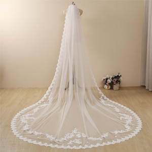 Vintage 118 inches Cathedral Length Lace Wedding Veil Bridal Cathedral Veil Bridal Wedding Veil Chapel Veil & Comb,Costume length veil,soft