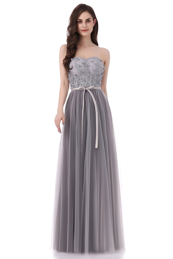 Silver Gown with Sleeves for the Mother-of-the-Bride - Dress for the Wedding