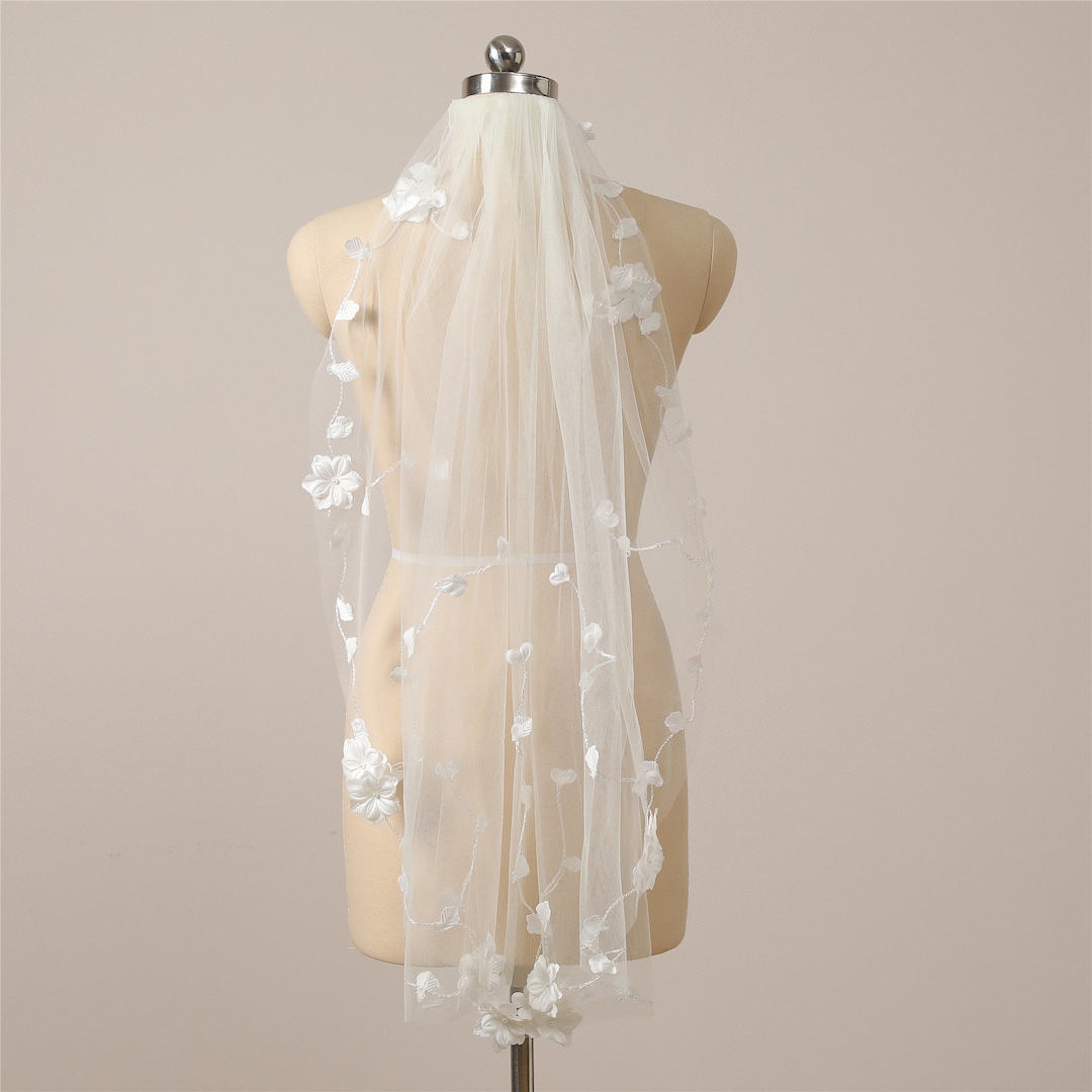 Marry Bridal US New Handmade Flower Wedding Veil 3D Flower Bridal Veil