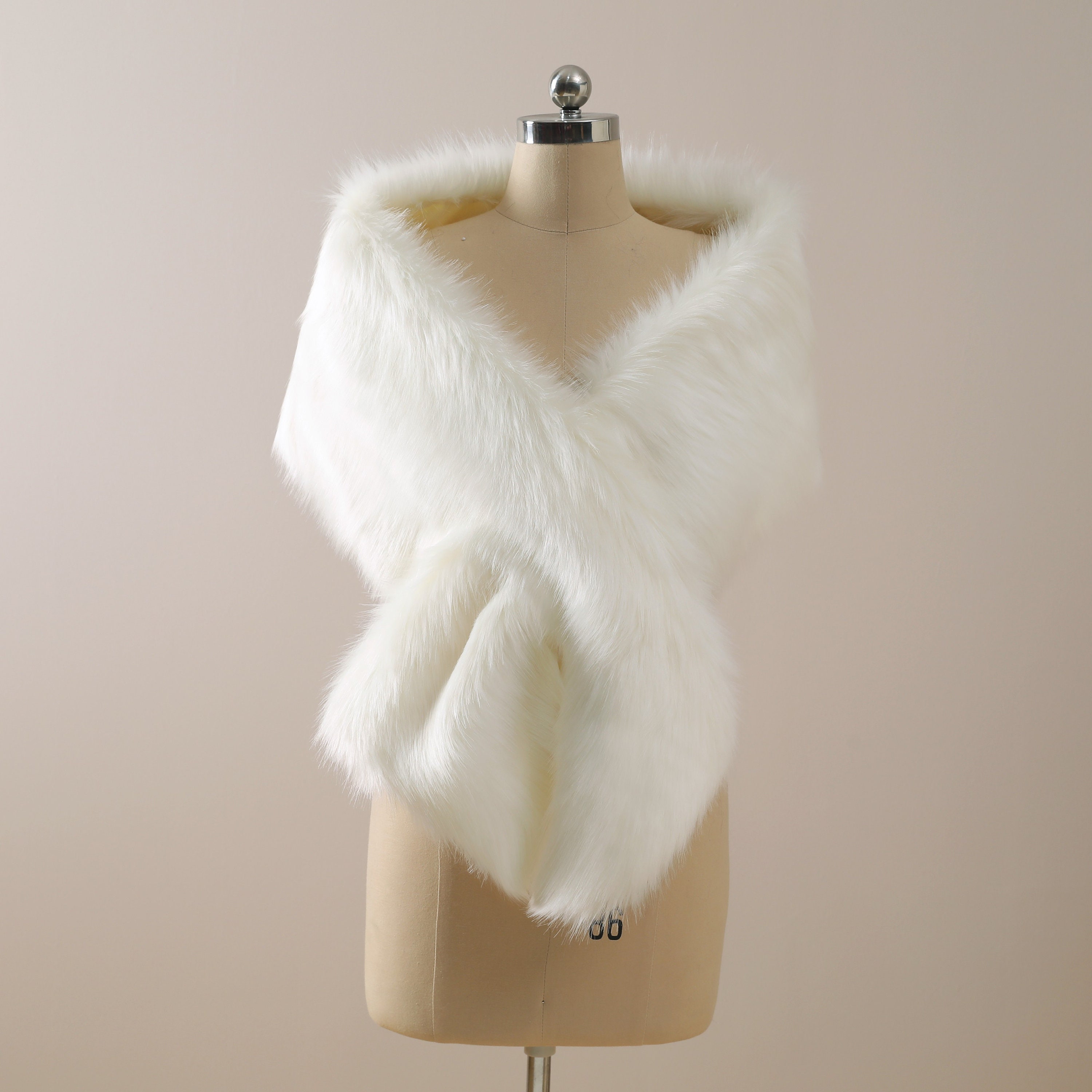 Faux Fur Wrap Plus Size Faux Fur Stole Beige Wedding Fur Cape