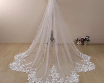 Scallop wedding veil,3 D floral veil,veil with sequins&pearls,bridal veil Cathedral,Veil Wedding,wedding veil lace,Royal,Chapel,floor Veil