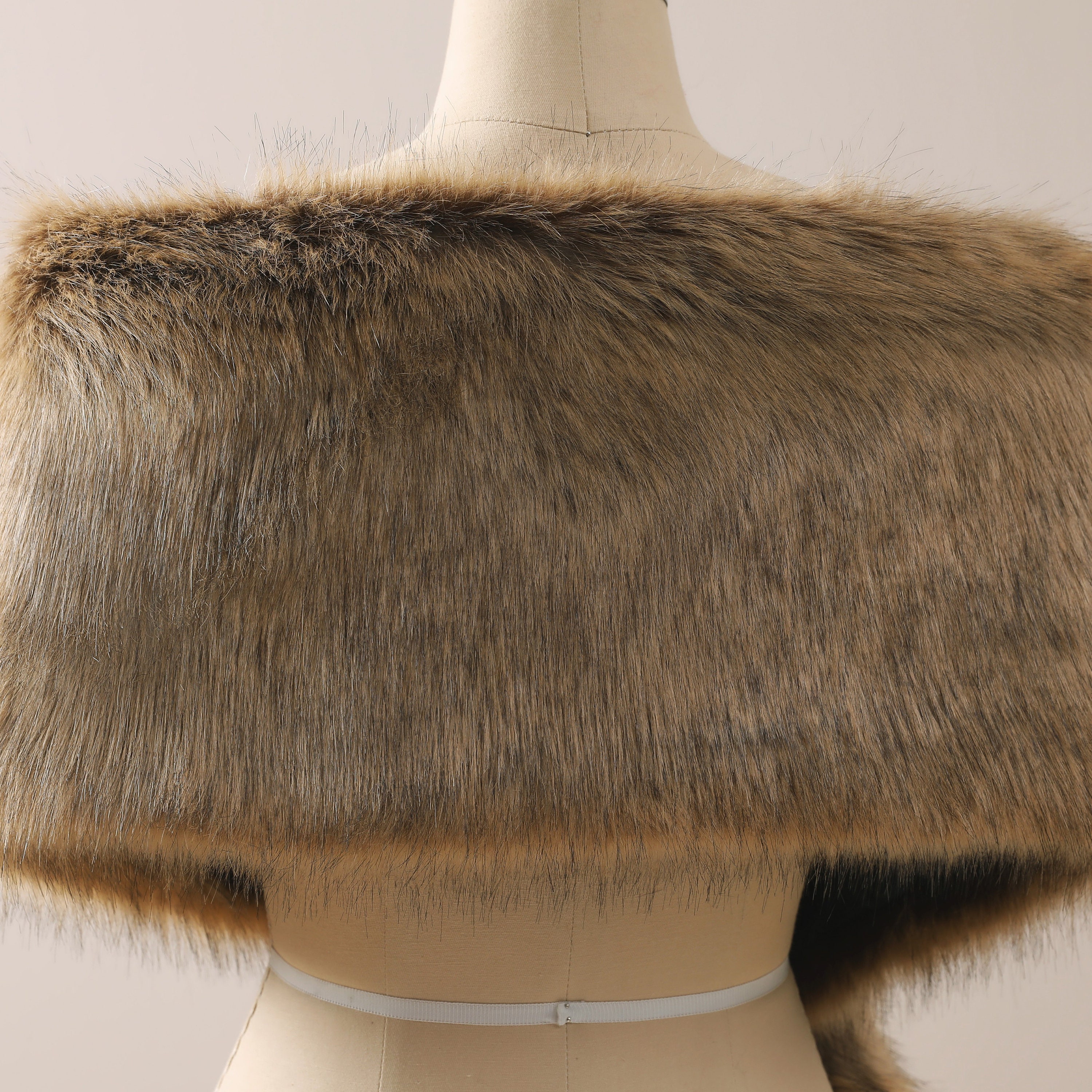 Étole Boléro Châle En Fausse Fourrure Marron - Neuf Avec étiquettes, Style Rétro Femme