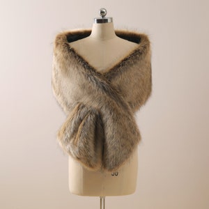 Brown Bridal Fur Shawl Wedding Fur Wrap Brown Bridal Fur Stole Faux Fur Shrug Plus Size Wedding Bolero Brown Faux Fur Shrug Bridesmaid Wrap