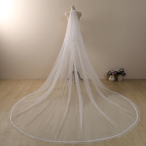Veil with ribbon,Bridal Veil,Wedding Veil Cathedral,Long Veil,Veil with comb,pearl veil,rhinestone veil,two tier veil,veil with blusher,soft
