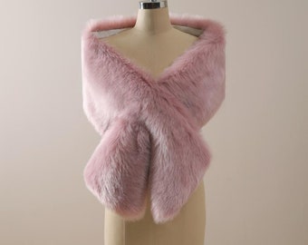 Pink Faux Fur Bridal Wrap: Winter Wedding Shawl