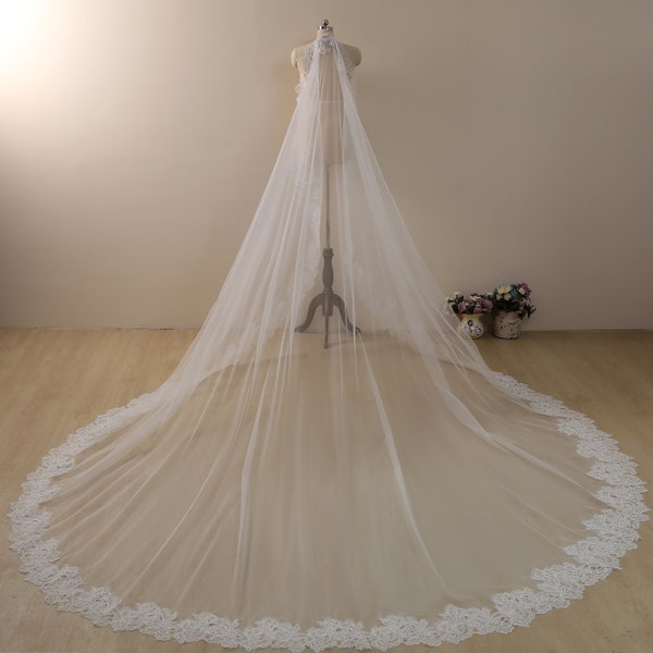 mantilla veil,Lace Wedding Veil,Bridal Veil long,Lace mantilla veil,Veil with comb,one tier veil,long veil soft,wedding,lace veil wedding