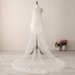 Voile de mariée doux dentelle ivoire dentelle chapelle voile de mariée voile de mariée blanc voile de mariage blanc voile de mariage doux deux couches