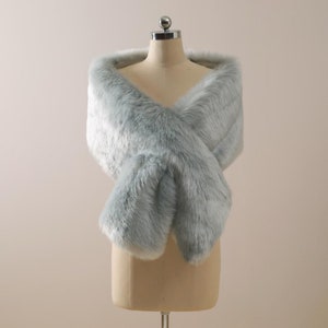 Grey Green Bridal Shawl Fur Bridal Wrap Blue Green Bridesmaid Fur Wrap Dusty Blue Bridesmaid Fur Shawl Winter Wedding Bolero Shrug Fur Stole