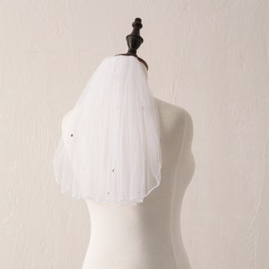 Voile de mariée cristal court Voile de mariée bord plan court Voile de mariée ivoire Voile de mariée blanc