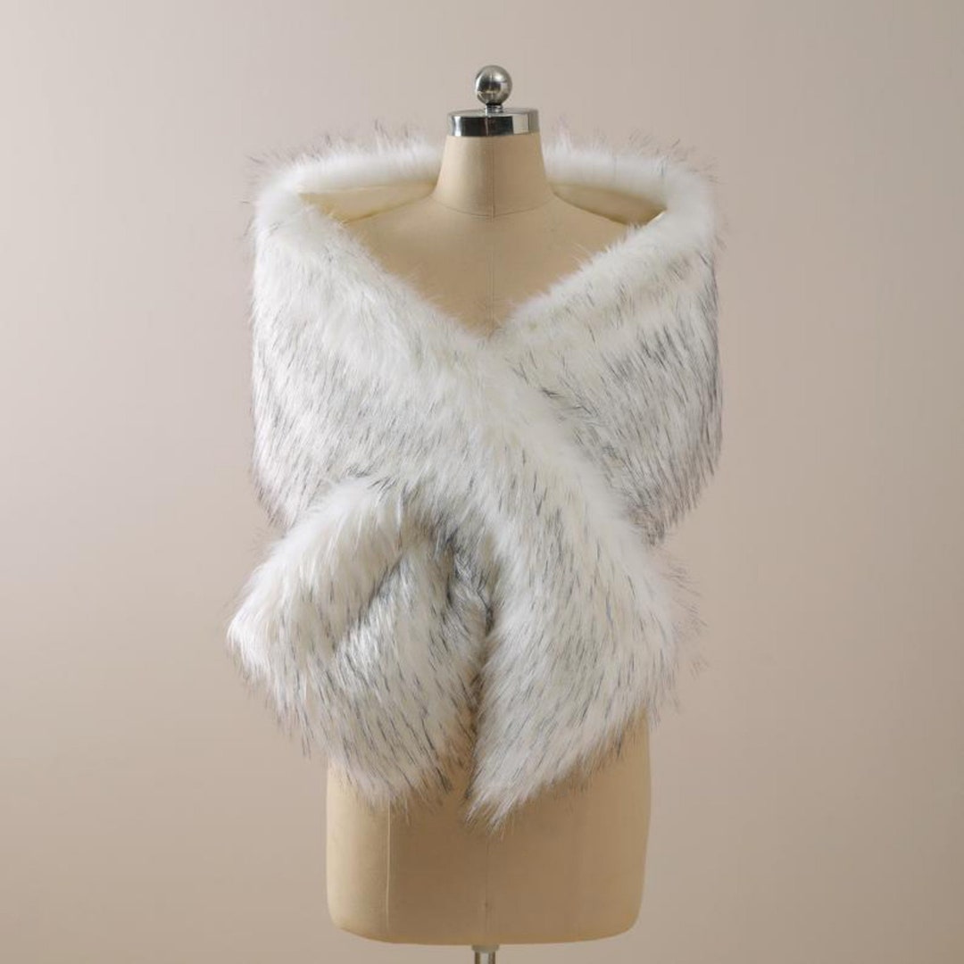 fur wrap shawl black