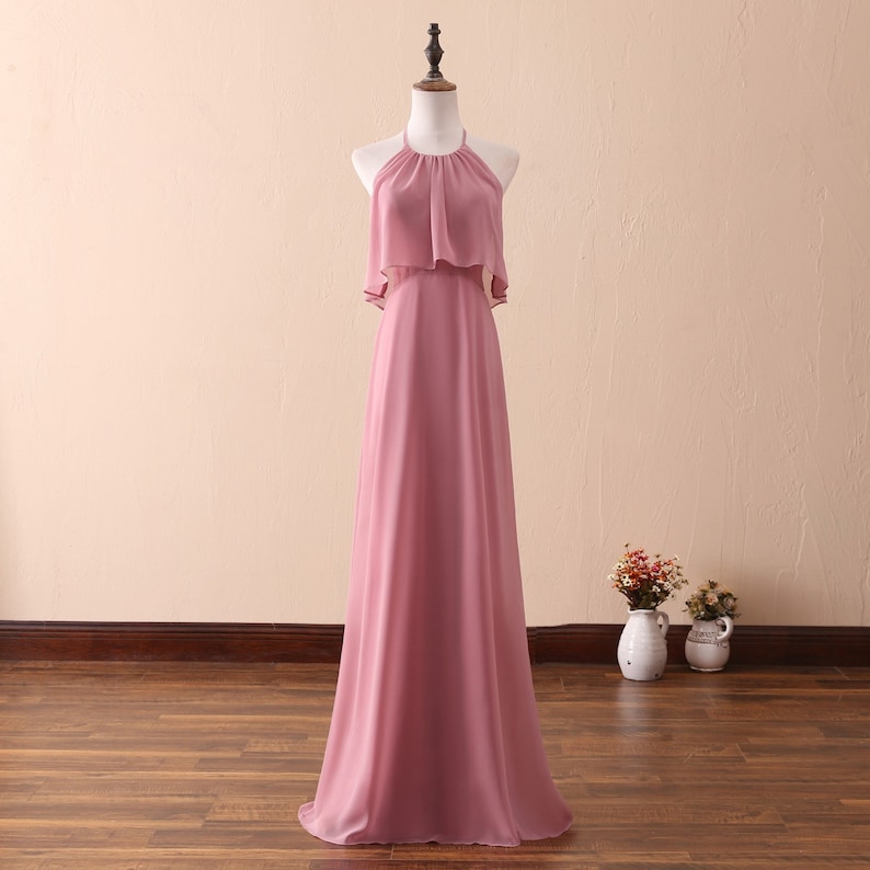 Hand Made Halter Maxi Dress Wedding Dress Dusty Rose - Etsy