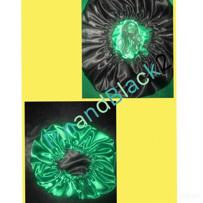 Custom Bob Marley Reversible Satin Bonnet; Bob Marley Hat; Rasta Satin Cap; Bob Marley Satin Bonnet; Jamaican Satin Bonnet; Bob Marley satin