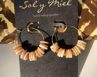 Cibelle Natural Shell Beaded Hoop Earrings