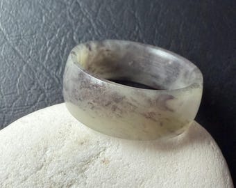 Natuurlijke paarse jadering — Smoky Ink Cloud-band | Jadering heren | Uniseks stenen ring | Maat 8/8,25 US | Minimalistische jade-sieraden