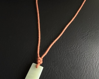 Natuurlijke inkt jade hanger ketting 青花 Qinghua jade | Minimalistische rechthoekige jade ketting | Verstelbaar koord Chinese jade sieraden cadeau COO V.S.