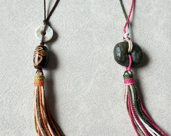 Natural river pebble Jade handmade bag charm car charm keychain peace energy gift for mom unique jade gift