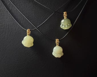 Natuurlijke jade kattenpoot bedelketting | Hanger van gesneden jade | Verstelbaar waxkoord | Cadeau kattenliefhebber | Minimalistische jade sieraden Cadeau voor haar