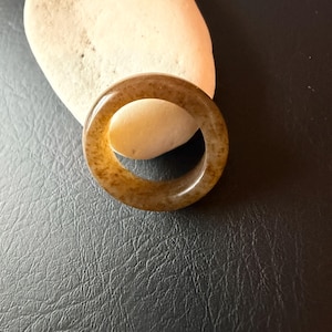 Icy brown jade Jade band Ring, Unique Pattern Band, US Size 7 Natural Jade jewelry minimalist
