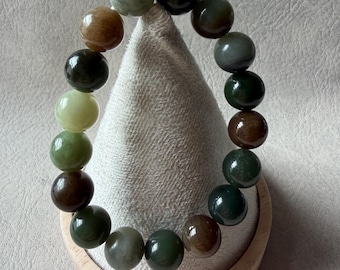 Natural Jade Many Treasures Bracelet | 多宝手串 | Multi-Color Jade Bead Bracelet | Earthy Forest Green Celadon Honey Brown | Feng Shui Gift