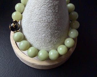 Natuurlijke geelgroene nefrietjade armband Tibetaanse gebedskraal | 10 mm jade kralenarmband | Chinese jade sieraden natuurlijke jade sieraden