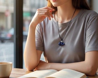 Natural Lapis Lazuli Carved Gourd Pendant Necklace | 葫芦 Feng Shui Amulet | Deep Blue Stone Charm | Health Wealth Protection | Minimalist Gem