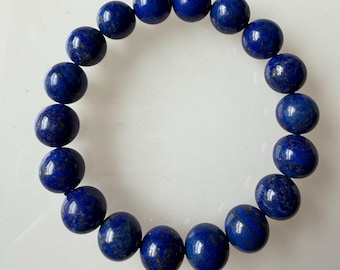 Natuurlijke lapis lazuli-armband | AAA-kralen van 12 mm | Diepe armband koningsblauwe steen | Helende kristallen armband, uniseks sieraden
