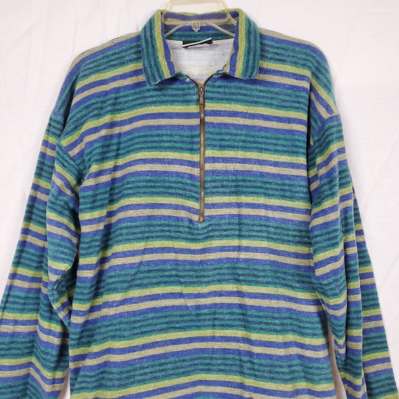 90s Vintage Bugle Boy Striped Long Sleeve Shirt, … - image 2