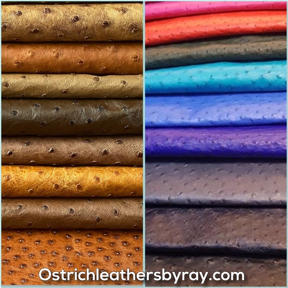 Ostrich skin Leather Olive Green Color CF (%100 Natural Genuine Hide)