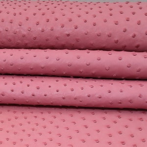 Ostrich Hide Leather Indian Pink SF Color (%100 Genuine Natural Skin )