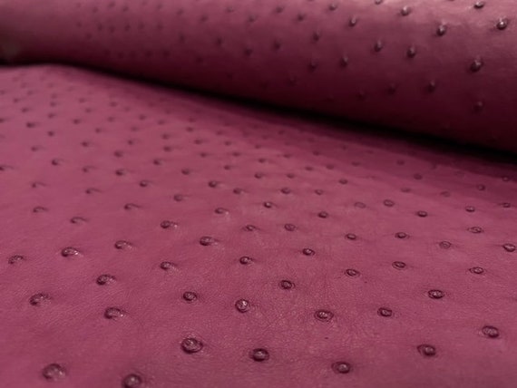 Ostrich Skin Leather Shocking Pink CF Color %100 Genuine 