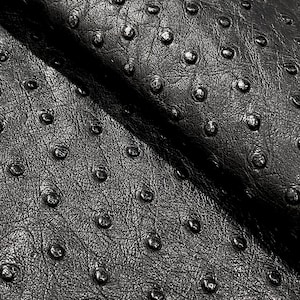 Ostrich Skin Leather Black Color (%100 Genuine Natural Skin)