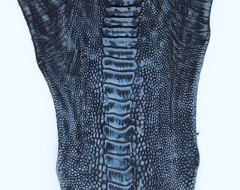 Ostrich Legs Leathers Navy Blue Vintage finish