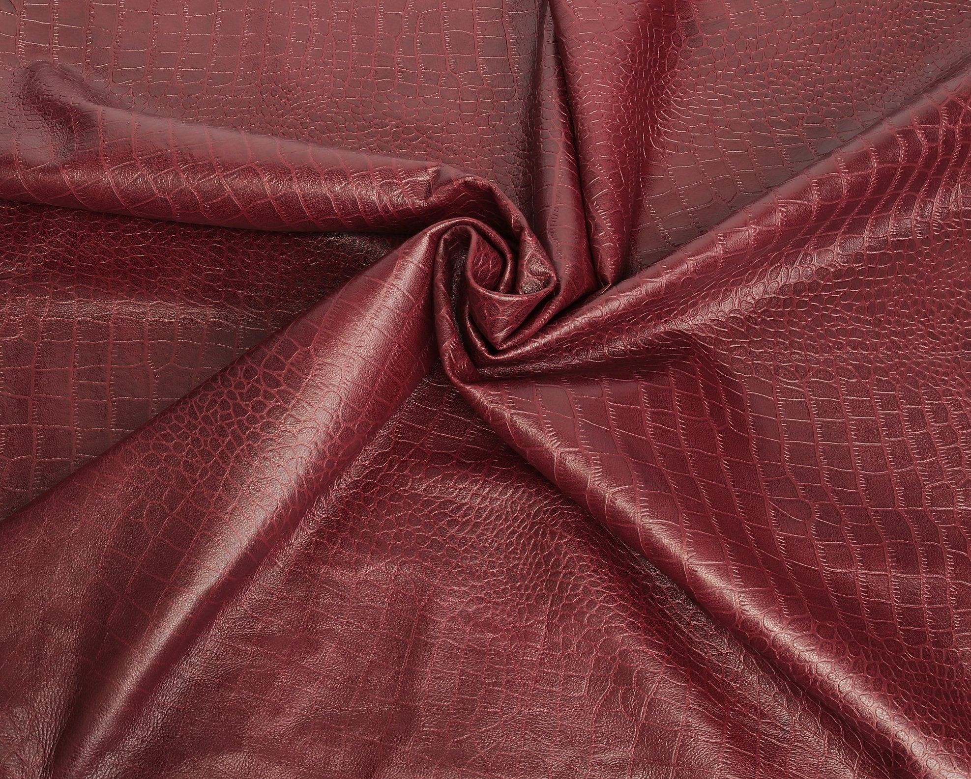 Crocodile Lamb Skin Leather Oxblood Color (%100 Genuine Natural