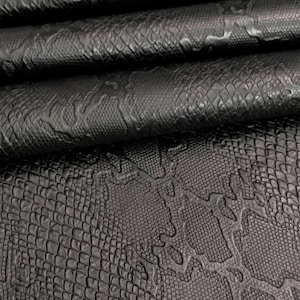 Python Lamb Skin Leather Black Color (%100 Genuine Natural Skin)
